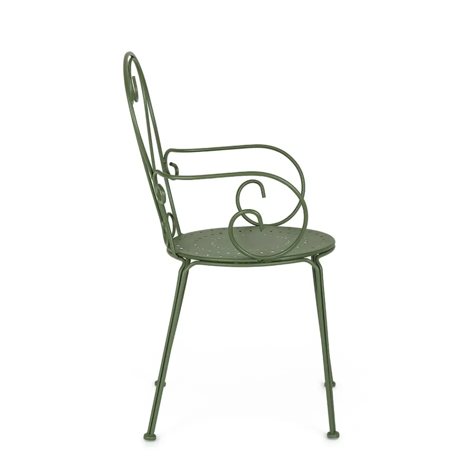 Zahradní židle s područkami Shabby Chic Design z oceli - Očarování Viadurini