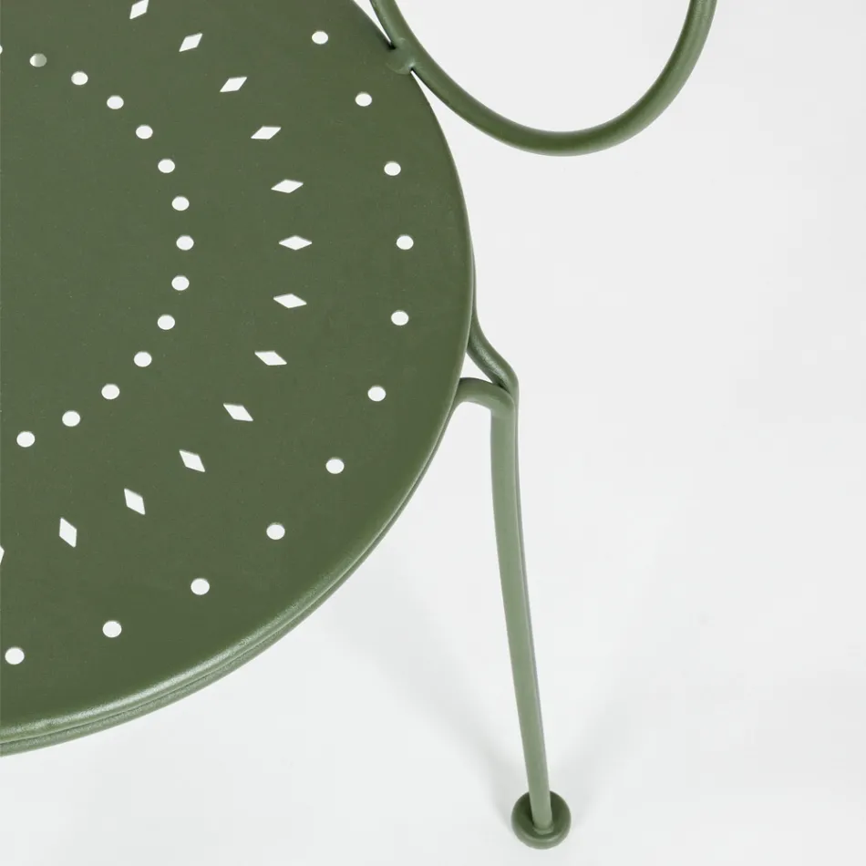 Zahradní židle s područkami Shabby Chic Design z oceli - Očarování Viadurini