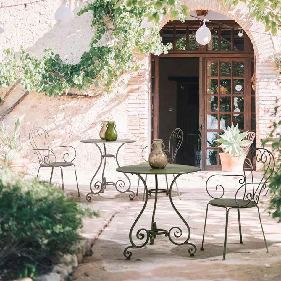 Zahradní židle s područkami Shabby Chic Design z oceli - Očarování Viadurini