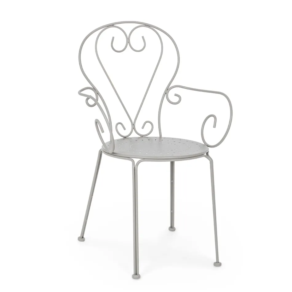 Zahradní židle s područkami Shabby Chic Design z oceli - Očarování Viadurini