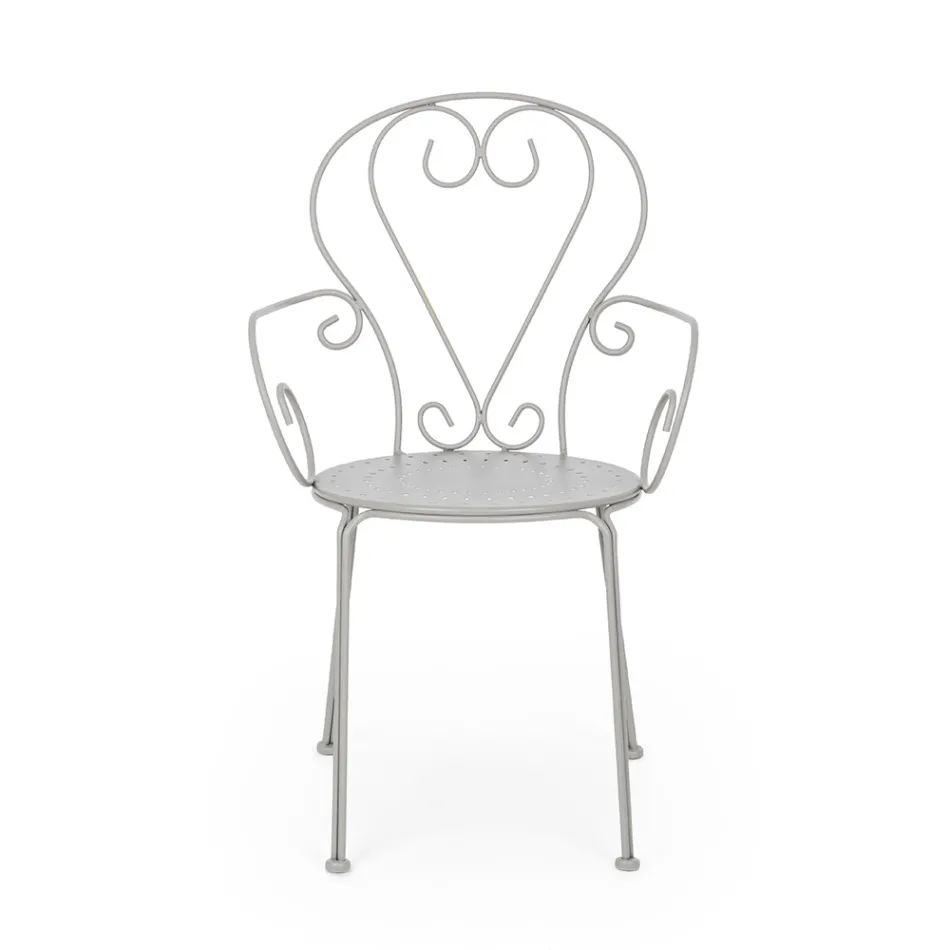 Zahradní židle s područkami Shabby Chic Design z oceli - Okouzlení Viadurini