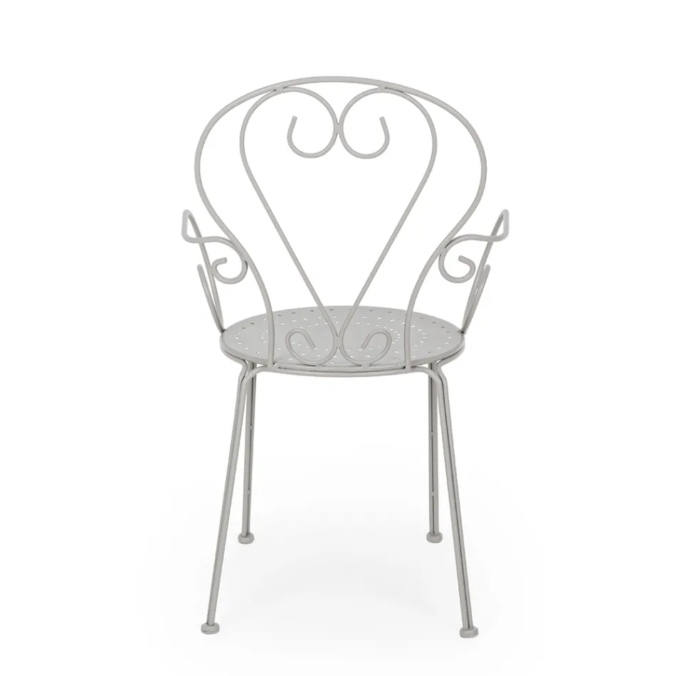 Zahradní židle s područkami Shabby Chic Design z oceli - Očarování Viadurini