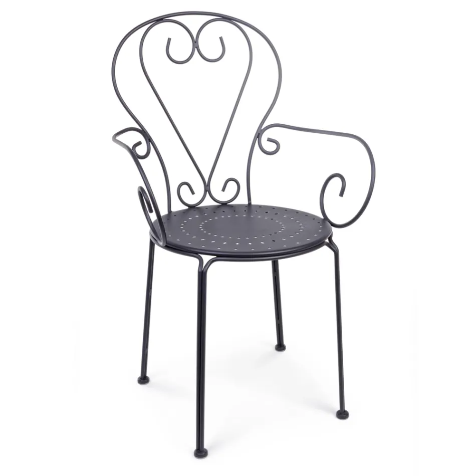 Zahradní židle s područkami Shabby Chic Design z oceli - Očarování Viadurini