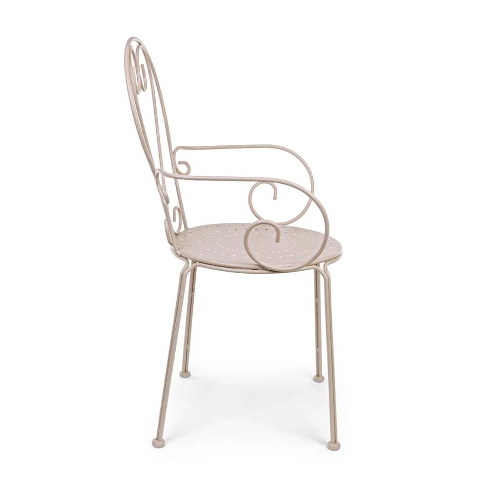 Zahradní židle s područkami Shabby Chic Design z oceli - Očarování Viadurini