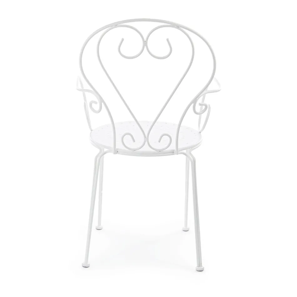 Zahradní židle s područkami Shabby Chic Design z oceli - Očarování Viadurini