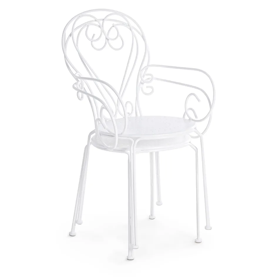 Zahradní židle s područkami Shabby Chic Design z oceli - Očarování Viadurini