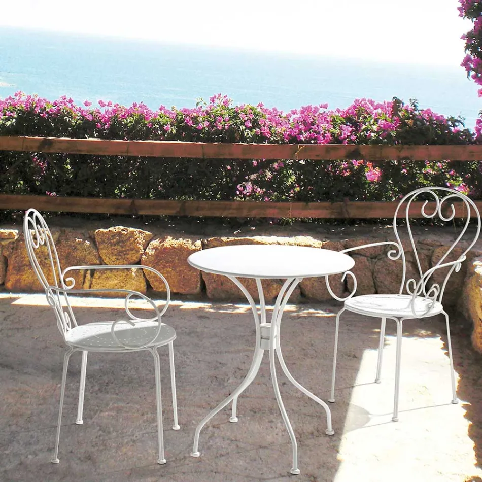 Zahradní židle s područkami Shabby Chic Design z oceli - Okouzlení Viadurini