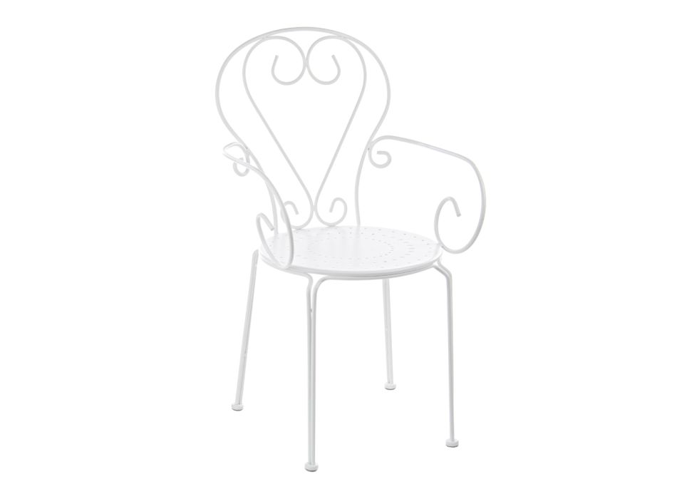 Zahradní židle s područkami Shabby Chic Design z oceli - Okouzlení Viadurini