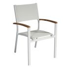 Stohovatelná zahradní židle z bílého hliníku s područkami - Lyonel Viadurini