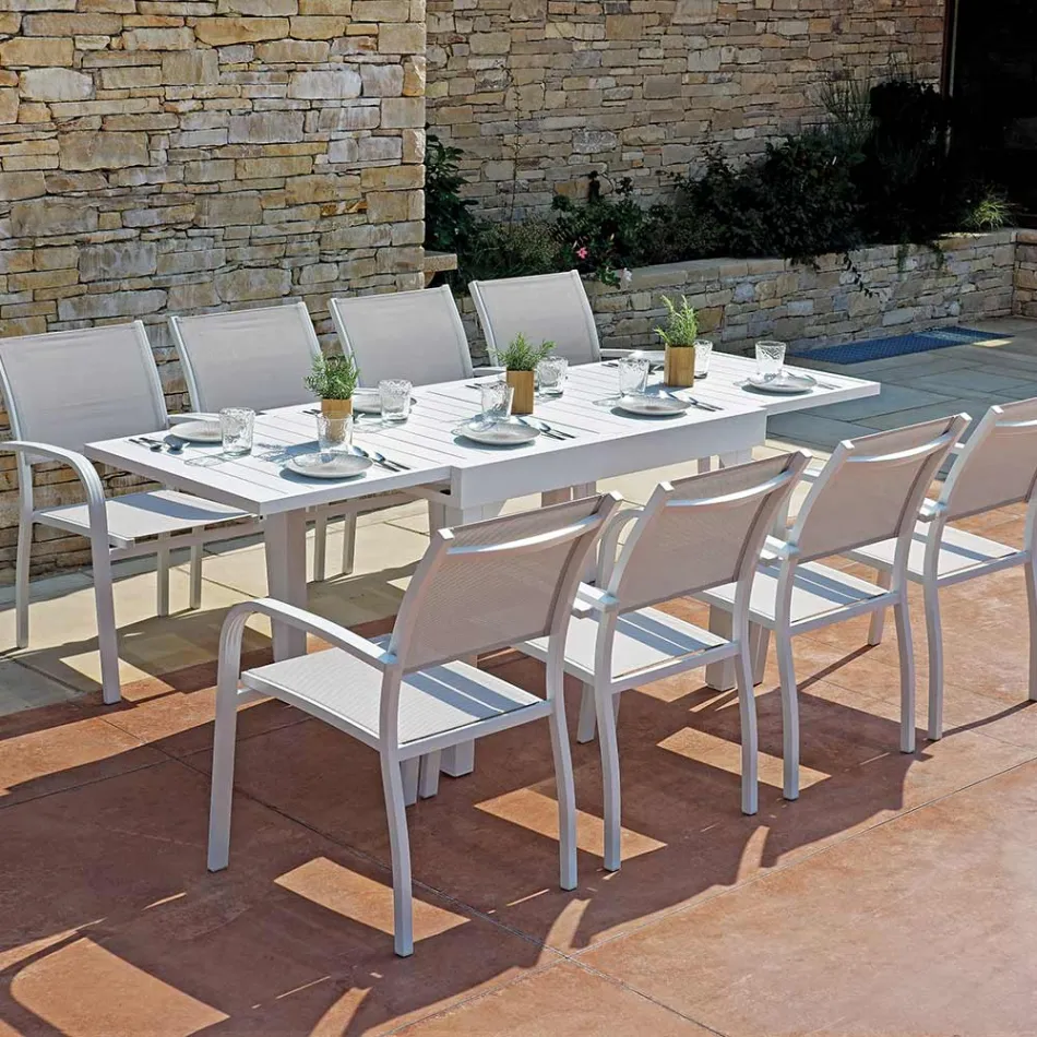 Stohovatelná zahradní židle z hliníku s designovými područkami - Gontran Viadurini