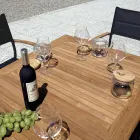 Stohovatelné zahradní křeslo z antracitově šedého hliníku a teaku - Aidan Viadurini