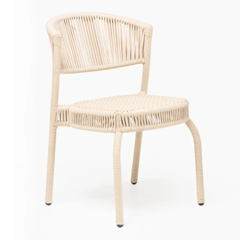 Zahradní židle z hliníku a tkaní lan - Algedi Viadurini