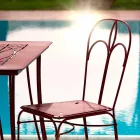 Zahradní židle z červeného železa s polštářem vyrobená v Itálii, 2 kusy - achát Viadurini