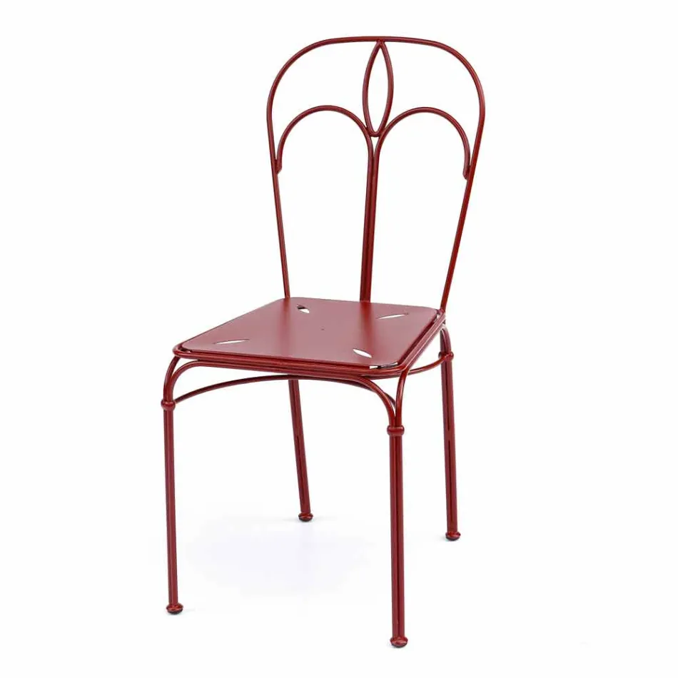 Zahradní židle z červeného železa s polštářem vyrobená v Itálii, 2 kusy - achát Viadurini