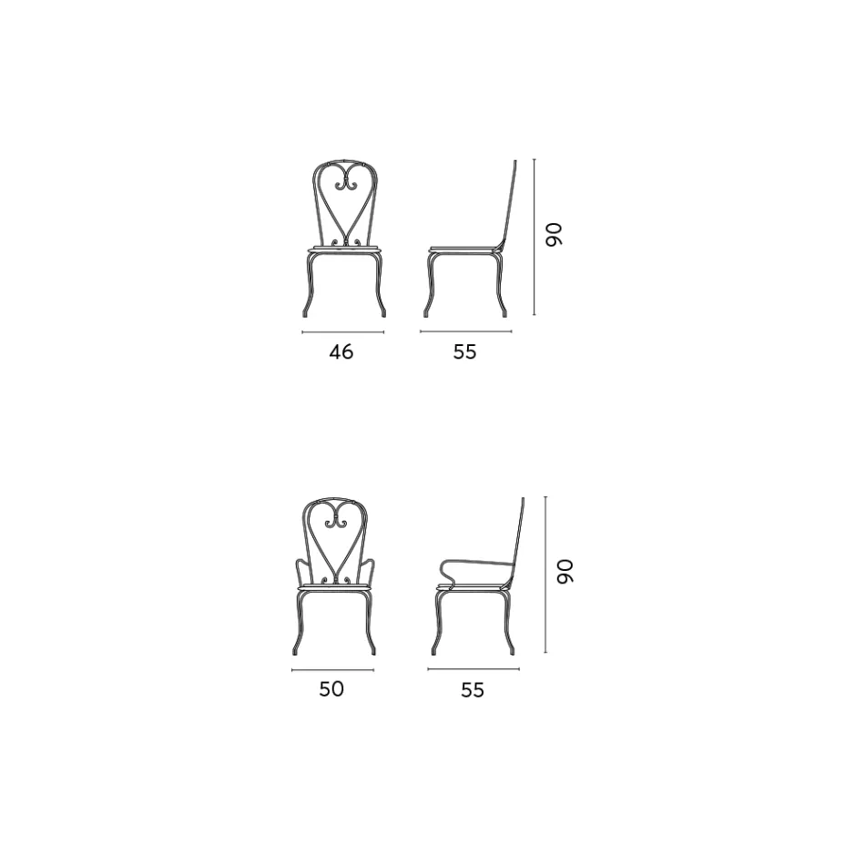 Zahradní židle z černého lakovaného železa se stohovatelnou konstrukcí - Nacim Viadurini