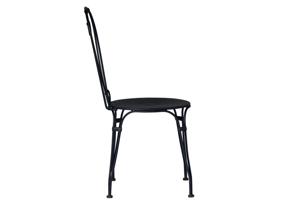 Zahradní židle z černého lakovaného železa se stohovatelnou konstrukcí - Nacim Viadurini