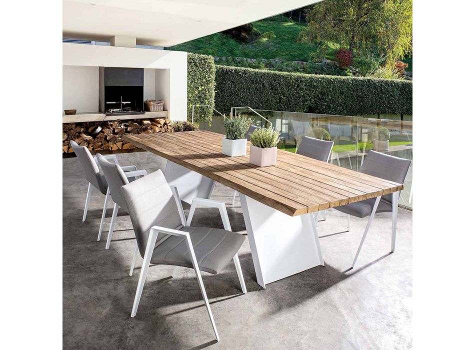 Moderní zahradní židle s područkami v bílé hliníkové Homemotion - Liliana Viadurini