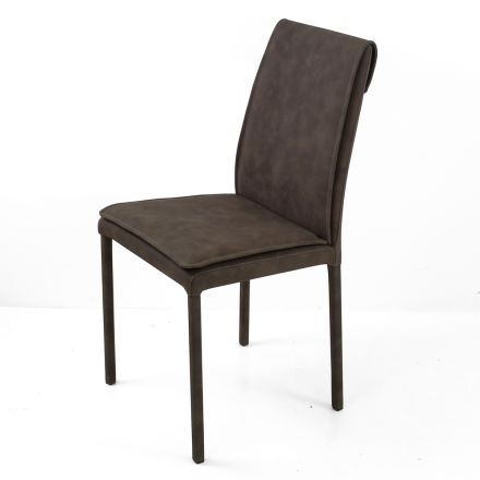 Pokojová židle s vysokým opěradlem z umělé kůže Made in Italy - Cleto Viadurini