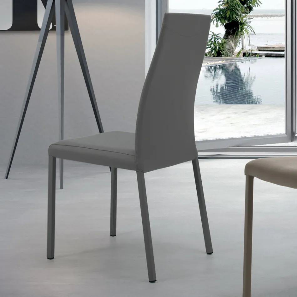 Vnitřní židle s konstrukcí a sedákem z potažené oceli Made in Italy - Padova Viadurini