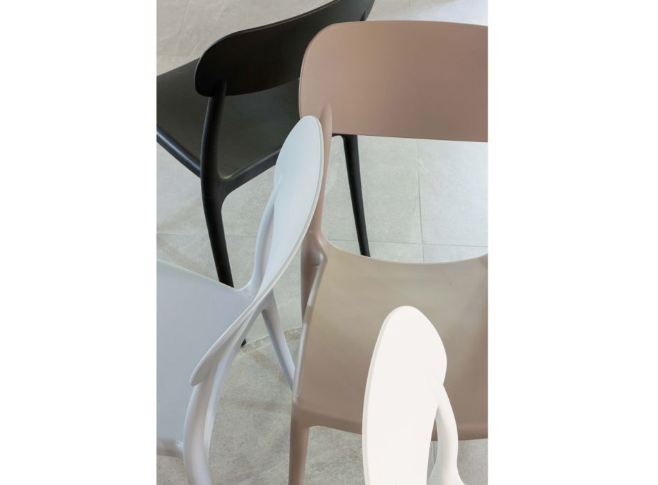 Vnitřní a venkovní stohovatelná židle z polypropylenu různých barev - Garima Viadurini