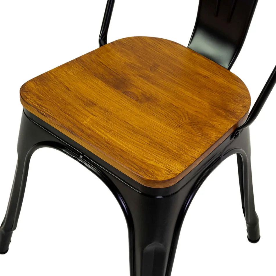 Židle do interiéru i exteriéru ze železa a dřevěného sedáku - papírnictví Viadurini