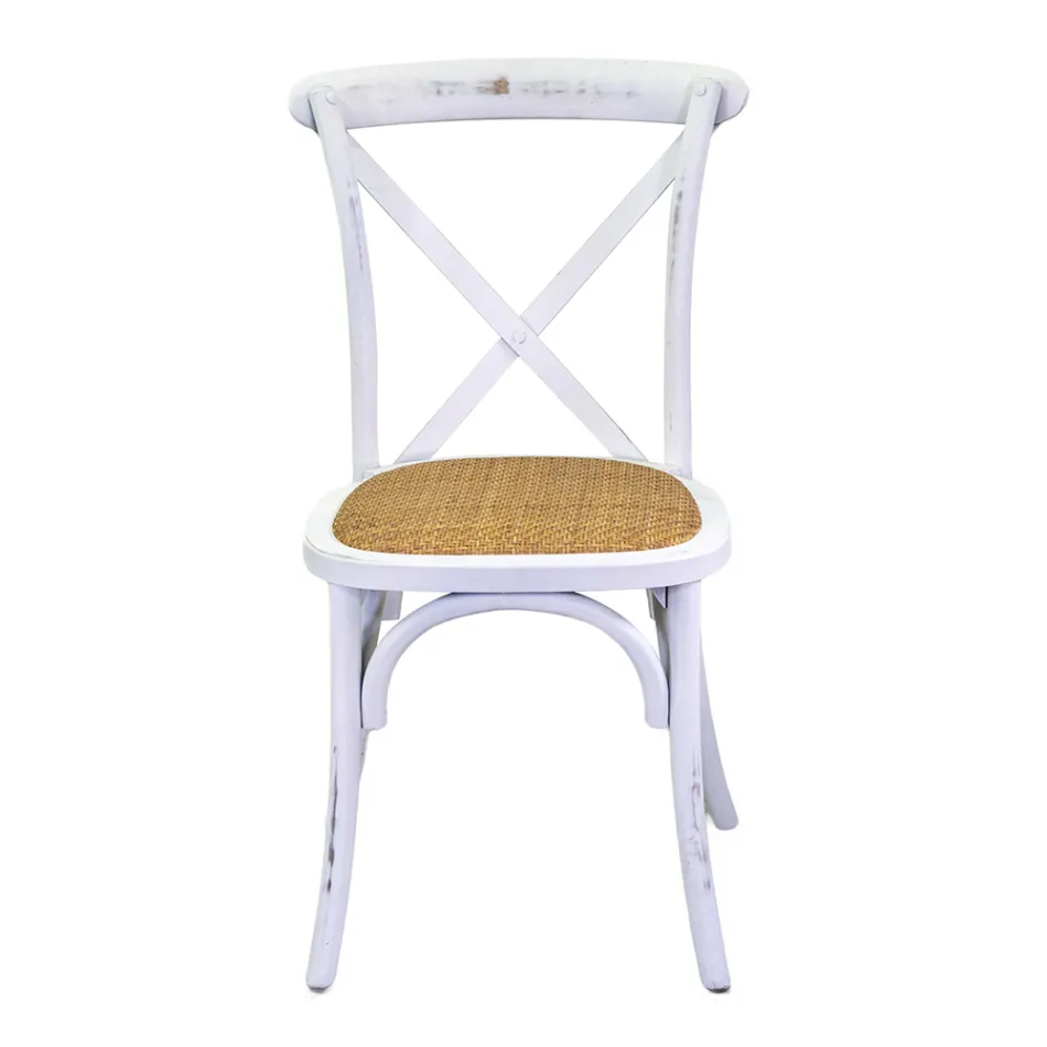 Stohovatelné interiérové křeslo z březového dřeva a ratanového sedáku - Barriera Viadurini