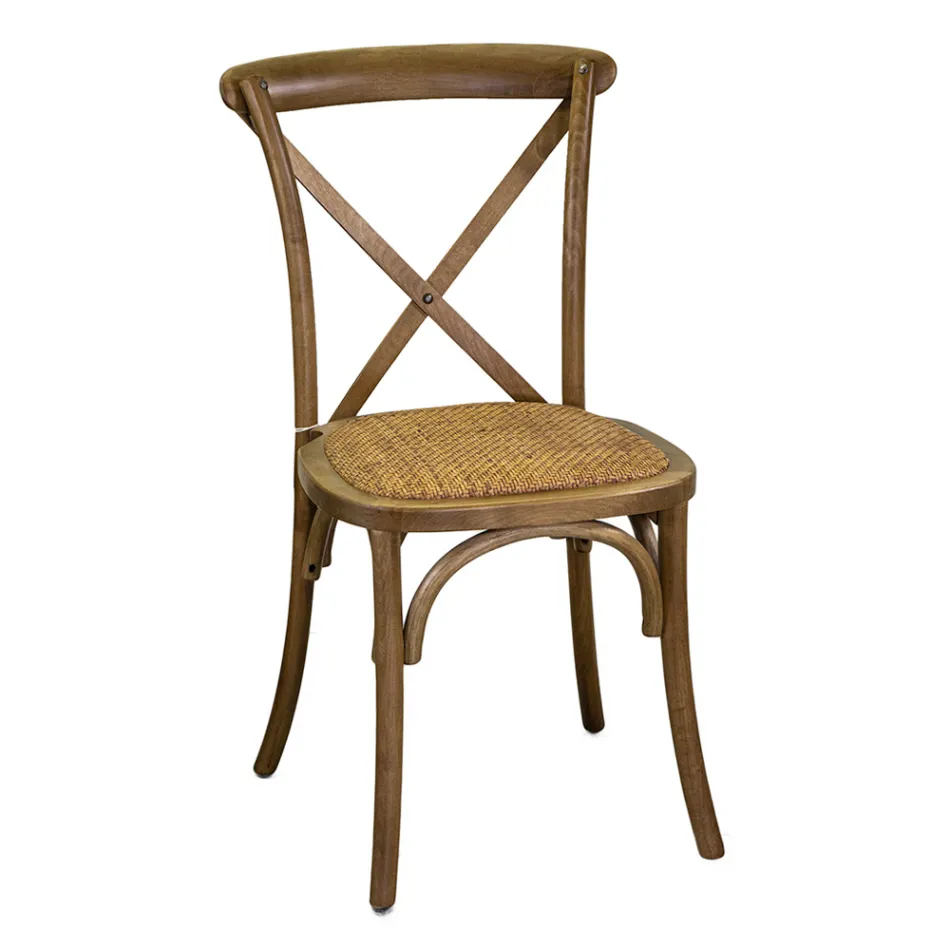 Stohovatelné interiérové křeslo z březového dřeva a ratanového sedáku - Barriera Viadurini