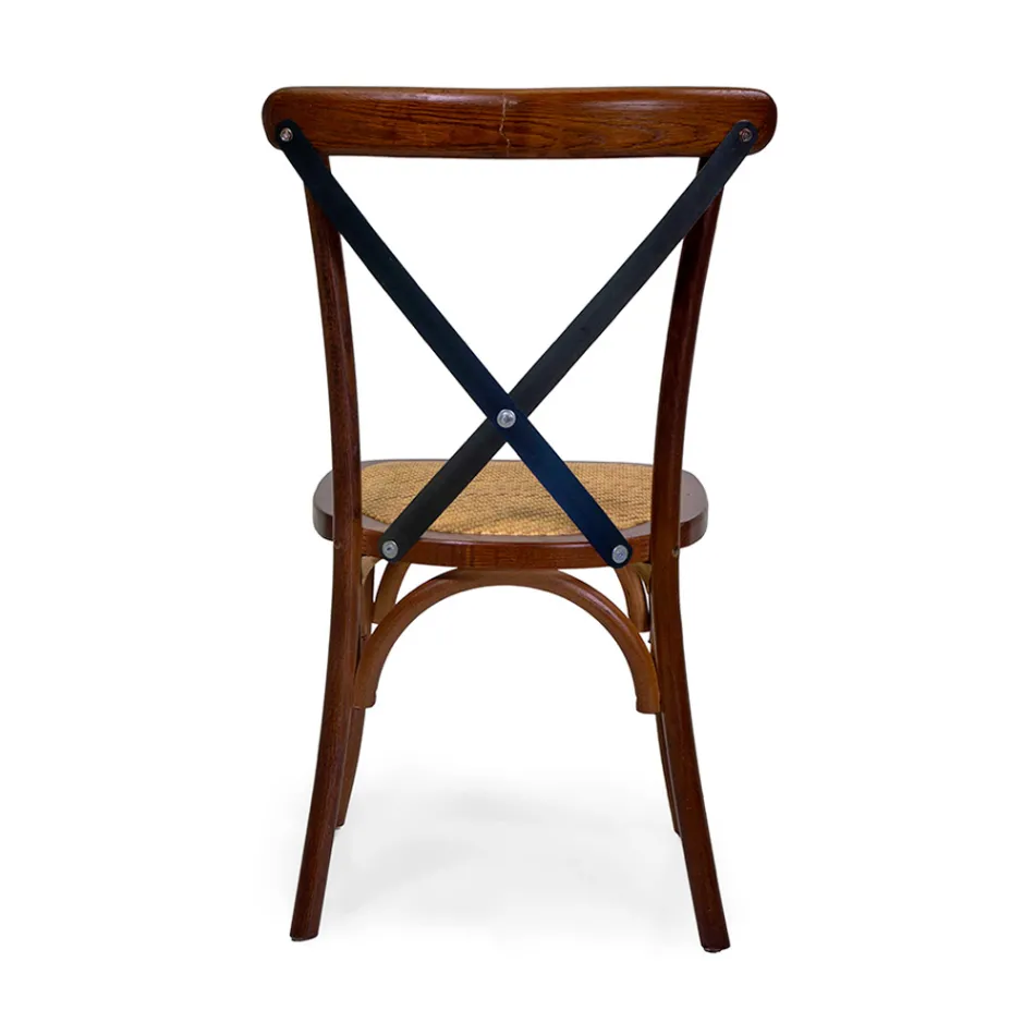 Stohovatelné interiérové křeslo z dubového dřeva a ratanového sedáku - Barriera Viadurini