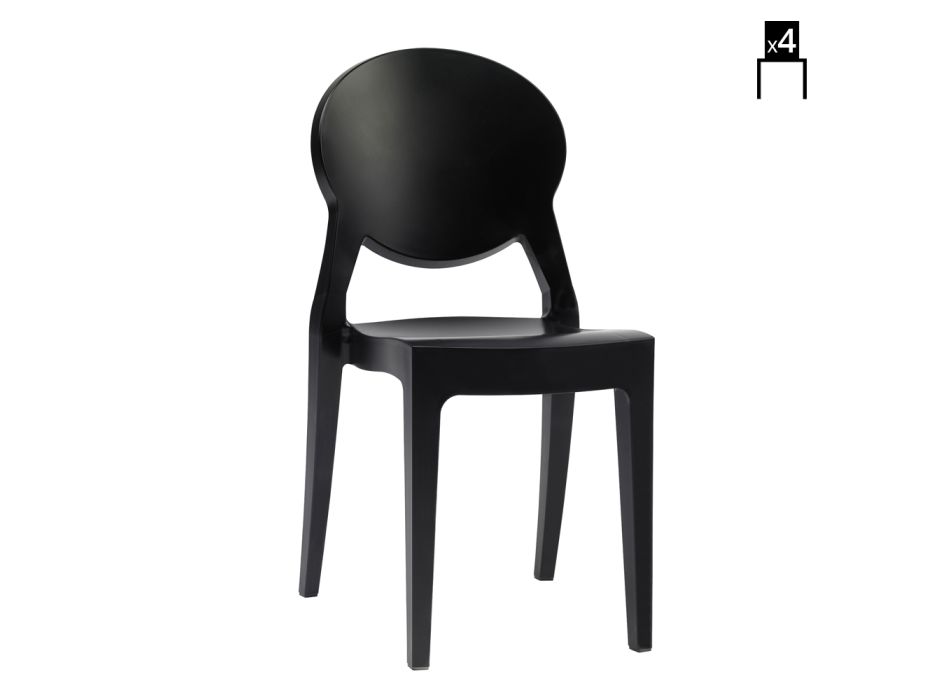 Vnitřní nebo venkovní židle z polykarbonátu Made in Italy 4 kusy – led Viadurini