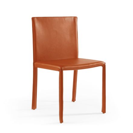 Vnitřní židle potažená starou celozrnnou kůží Made in Italy - Shell Viadurini