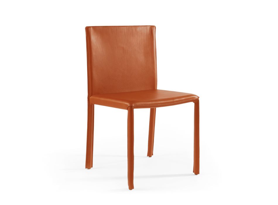 Vnitřní židle potažená starou celozrnnou kůží Made in Italy - Shell Viadurini