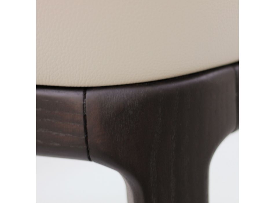Jídelní židle s područkami v barvě ledové kůže Made in Italy - Lyanne Viadurini
