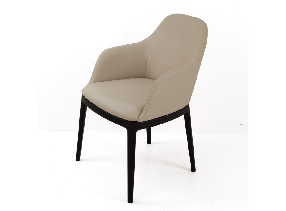 Jídelní židle s područkami v barvě ledové kůže Made in Italy - Lyanne Viadurini