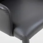 Jídelní židle s područkami potažená černou kůží Made in Italy - Meyer Viadurini