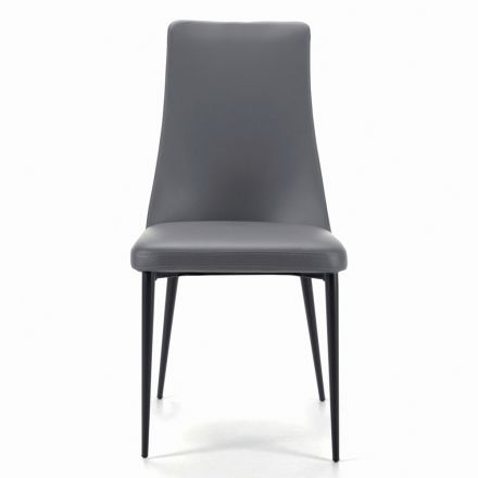 Jídelní židle s černými ocelovými nohami a čalouněným sedákem Made in Italy - Venice Viadurini
