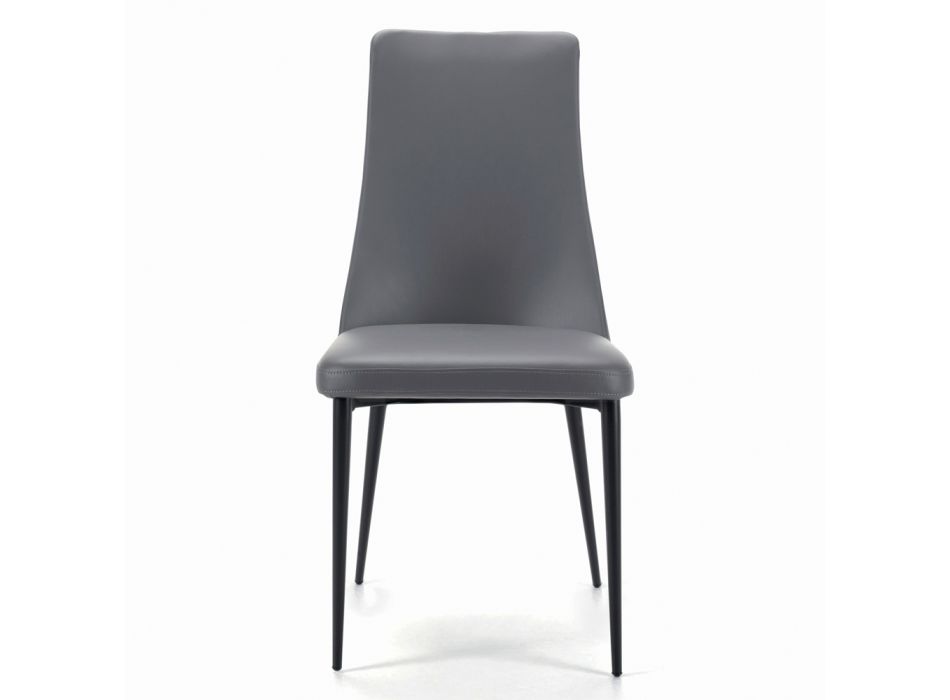 Jídelní židle s černými ocelovými nohami a čalouněným sedákem Made in Italy - Venice Viadurini