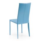 Jídelní židle s vysokým opěradlem v modré kůži Made in Italy - volanty Viadurini