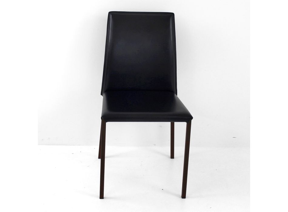 Jídelní židle s Corten strukturou a koženým sedákem Made in Italy - Orietta Viadurini