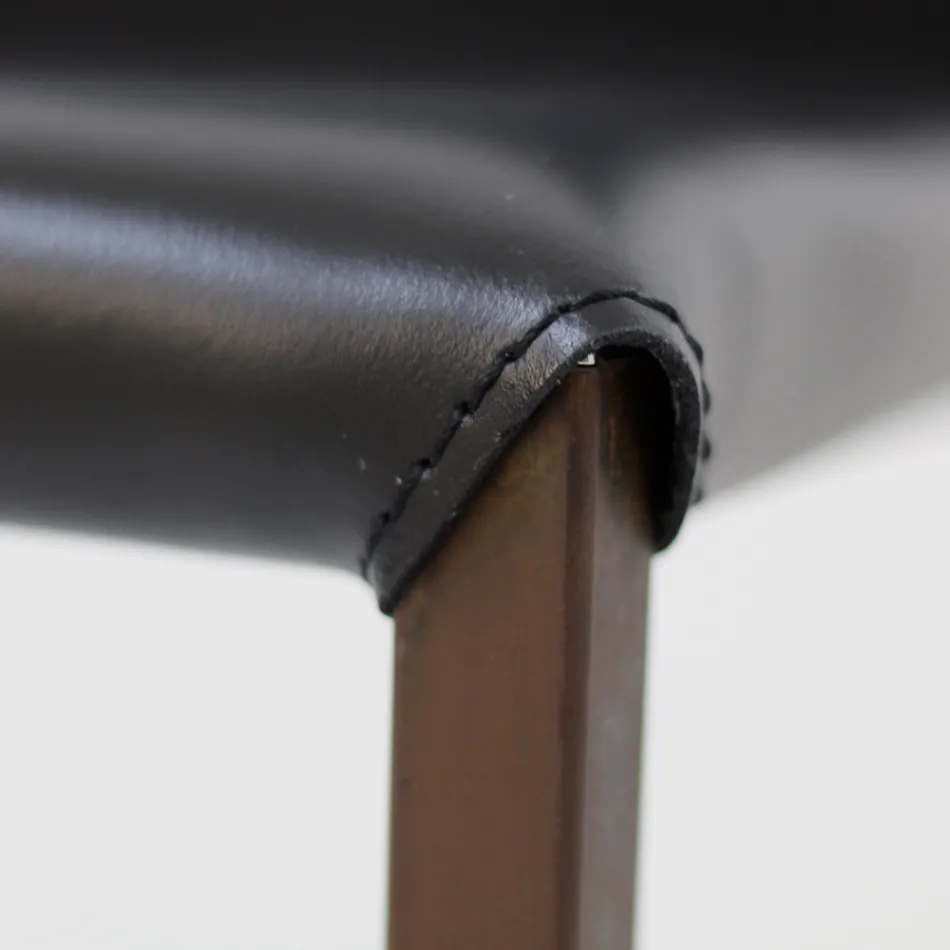 Jídelní židle s Corten strukturou a koženým sedákem Made in Italy - Orietta Viadurini