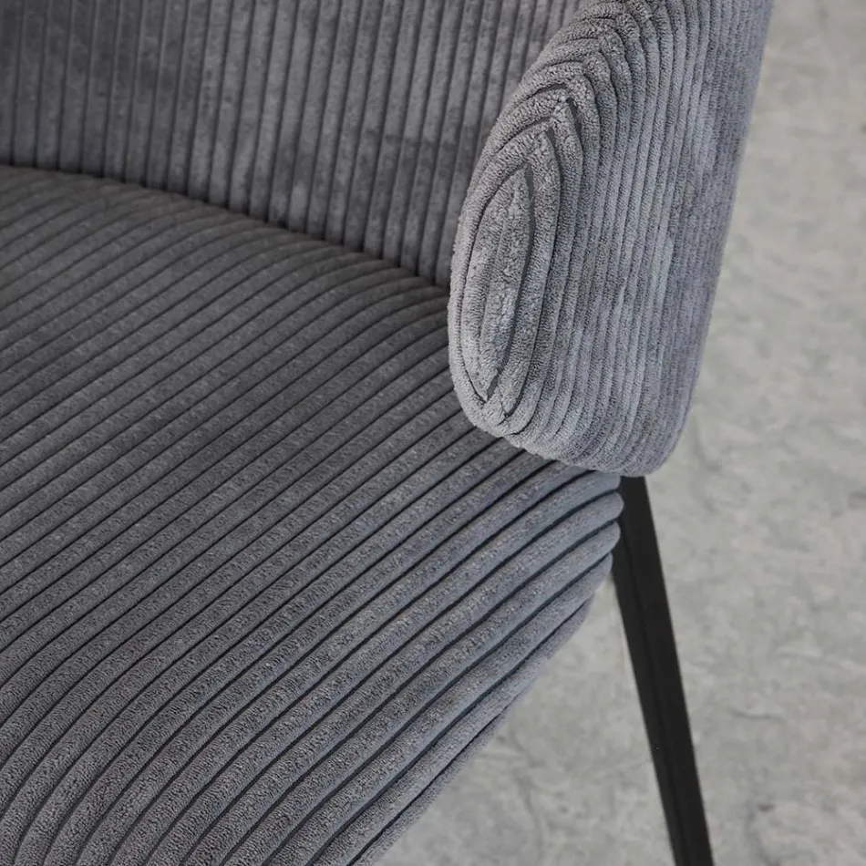 Jídelní židle s kovovým rámem a manšestrovým sedákem - Ridni Viadurini