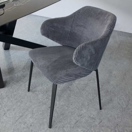 Jídelní židle s kovovým rámem a manšestrovým sedákem - Ridni Viadurini
