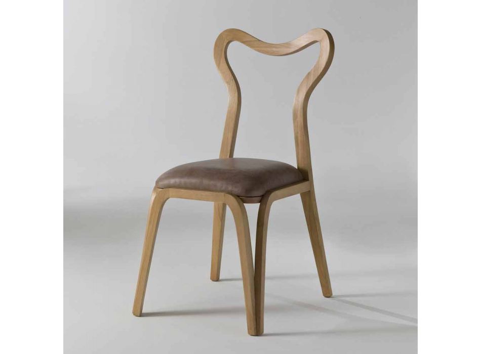 dřevěné a kožené židle moderní design, l.41xp.46 cm, Carol Viadurini