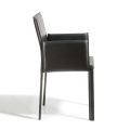 Designová jídelní židle s područkami potažená kůží Made in Italy - Tara