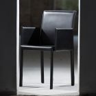 Designová jídelní židle s područkami potažená kůží Made in Italy - Tara Viadurini
