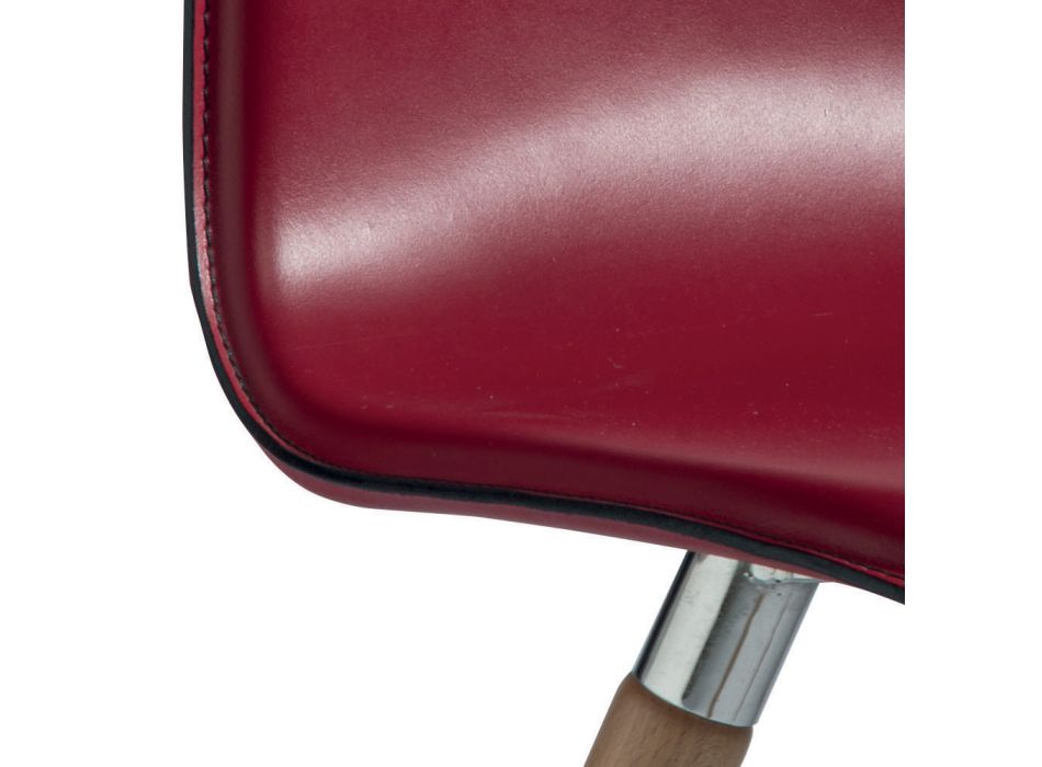 Jídelní židle z regenerované kůže s dřevěnými nohami Made in Italy - Luke Viadurini