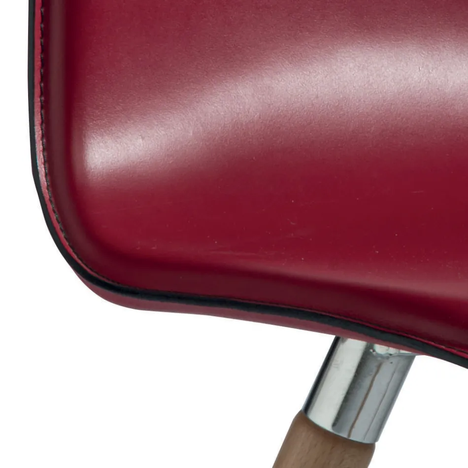 Jídelní židle z regenerované kůže s dřevěnými nohami Made in Italy - Luke Viadurini