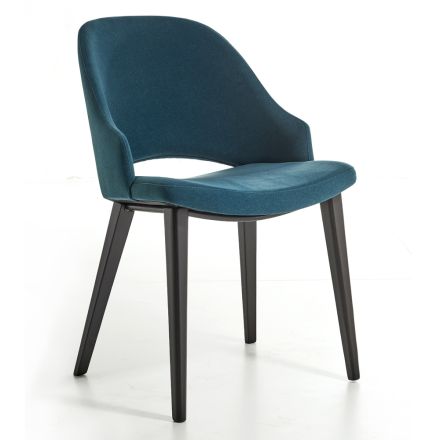 Dřevěná jídelní židle s lahvově zeleným sametovým sedákem Made in Italy - Eddard Viadurini