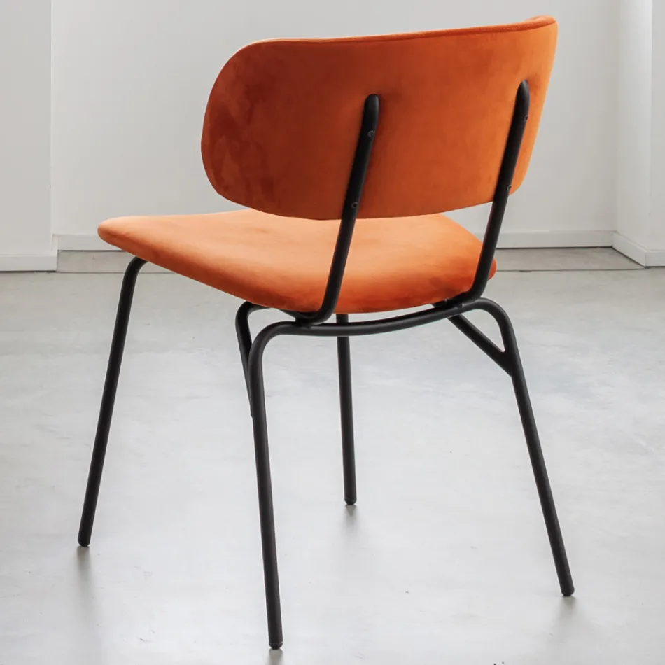 Jídelní židle z kovu a sametu odolného vůči skvrnám, 2 kusy - Valnerina Viadurini