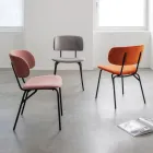 Jídelní židle z kovu a sametu odolného vůči skvrnám, 2 kusy - Valnerina Viadurini