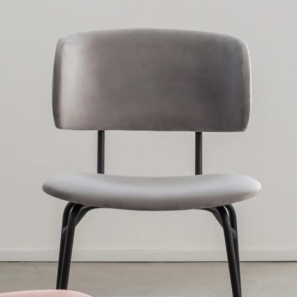 Jídelní židle z kovu a sametu odolného vůči skvrnám, 2 kusy - Valnerina Viadurini